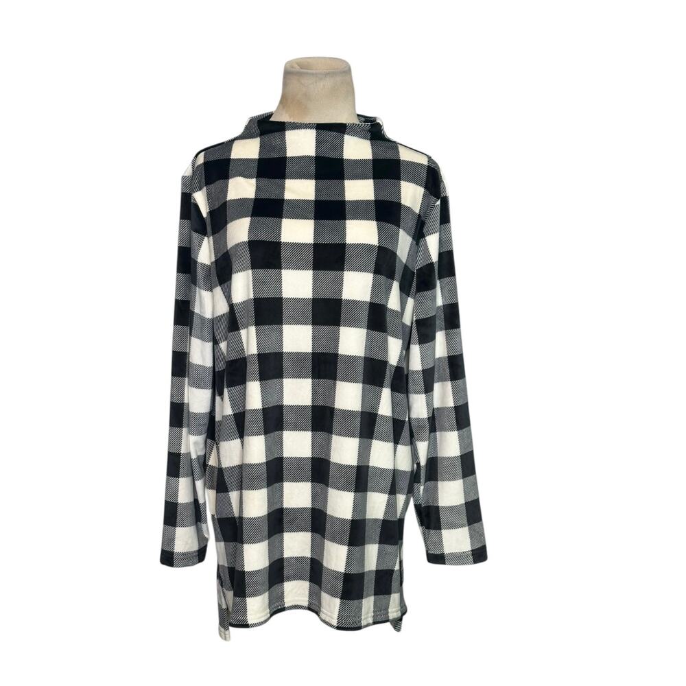 Land's End black white gingham long sleeves sweater size LP